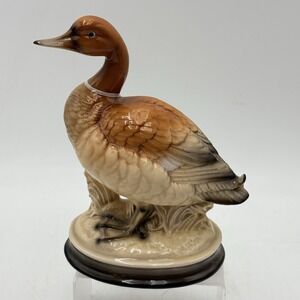 VTG HiMark Japan Ceramic Merganser Duck Figurine 8" Brown Glaze Lodge Cabin Lake
